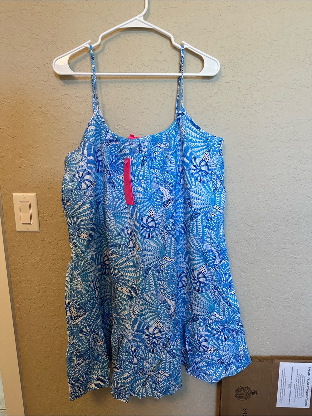 Lilly Pulitzer Blue Printed Spaghetti-Strap Tank